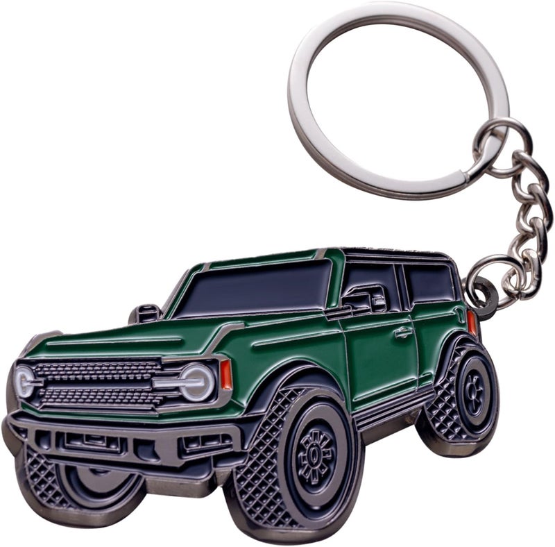 SINLAKUA for Bronco Keychain 4 door key chain Fob Cover Cool Mods Key Chain Sport Accessories compatible with Ford Bronco 2021 2022 2023(Green) - Image 1